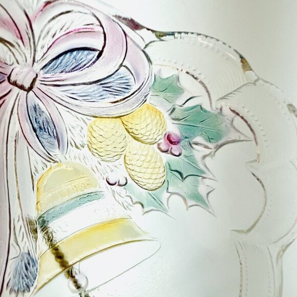 Mikasa Oval Glass Divided Serving Platter "Celebrations" Holiday Bells Japan - Picture 7 of 12